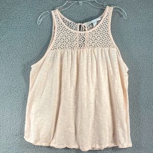 Lauren Conrad Sleeveless‎ Light PInk Lacy Top Cotton/Modal Blend Size Medium